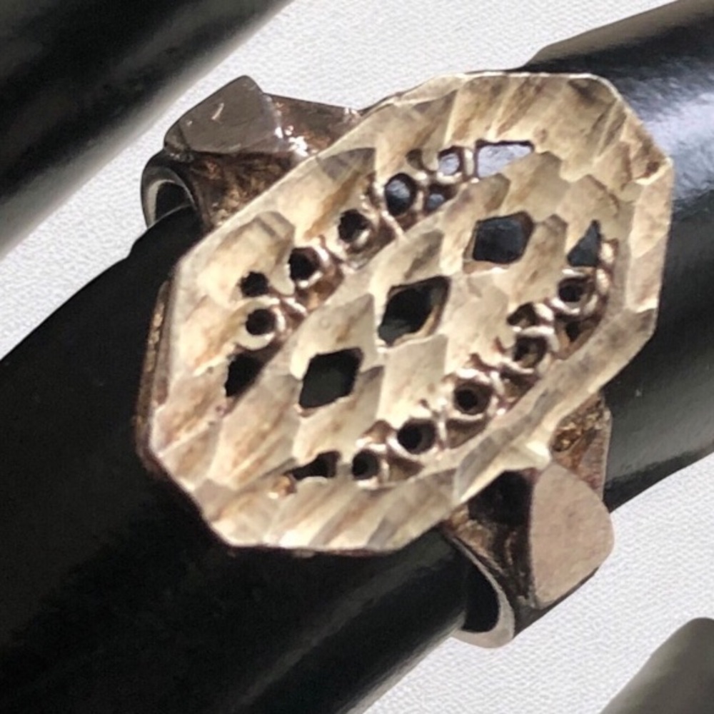 Sterling Silver 925 Openwork Geometric Ring Sz 6.5